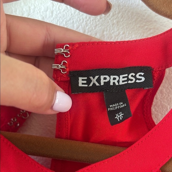 Express Vibrant Red Lace Tank Top - Picture 3 of 4